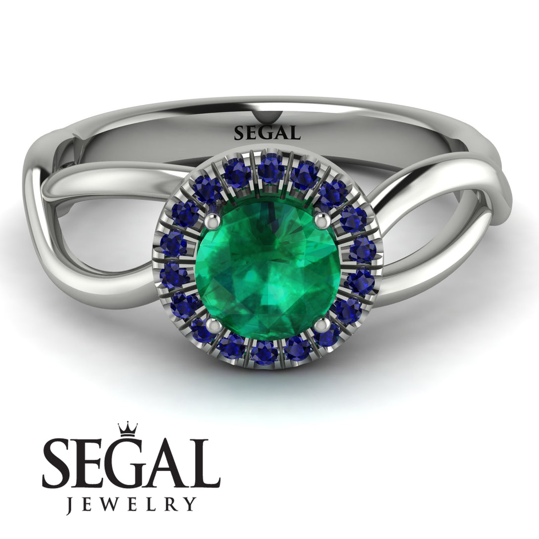 Split Shank Halo Emerald Engagement Ring - Adriana No. 66