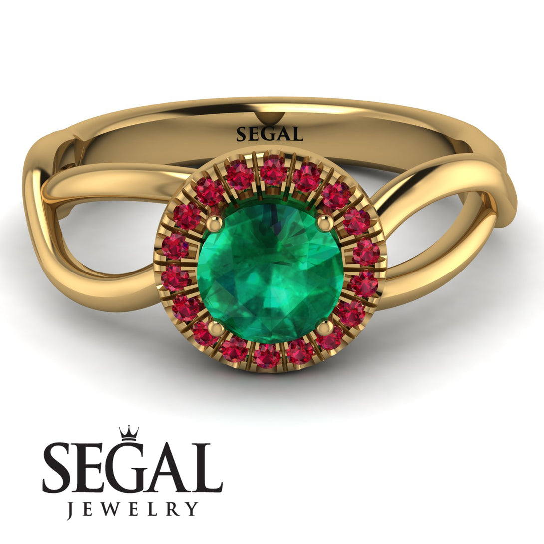 Split Shank Halo Emerald Engagement Ring - Adriana No. 49