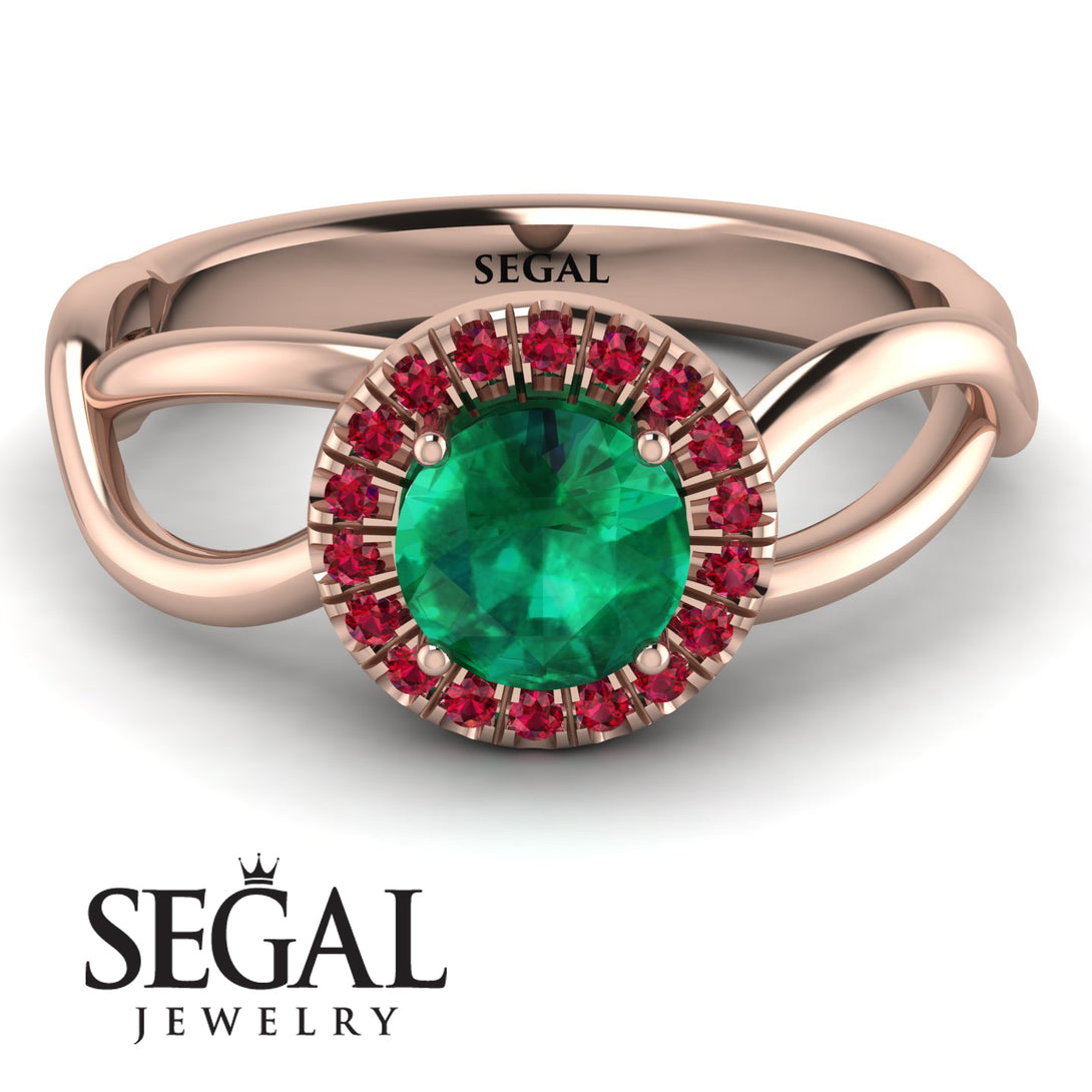 Split Shank Halo Emerald Engagement Ring - Adriana No. 50