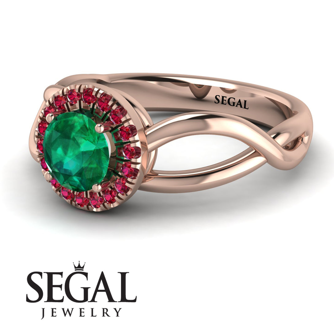 Split Shank Halo Emerald Engagement Ring - Adriana No. 50