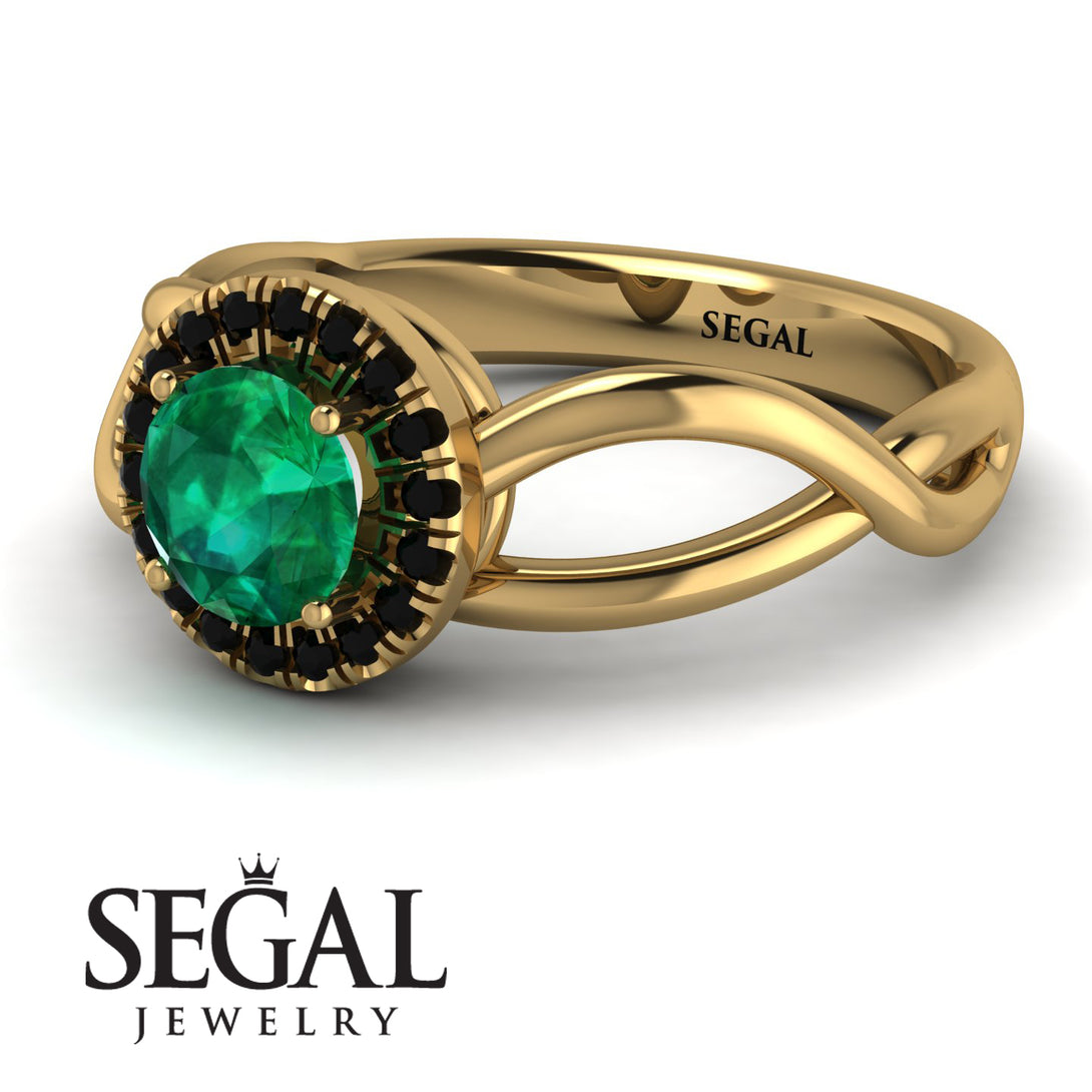 Split Shank Halo Emerald Engagement Ring - Adriana No. 34
