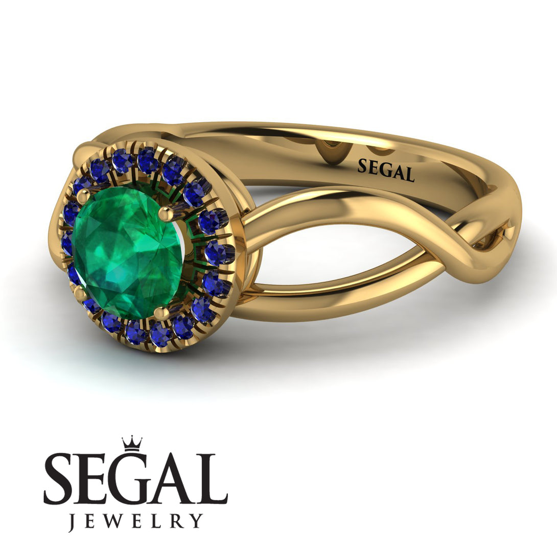Split Shank Halo Emerald Engagement Ring - Adriana No. 64