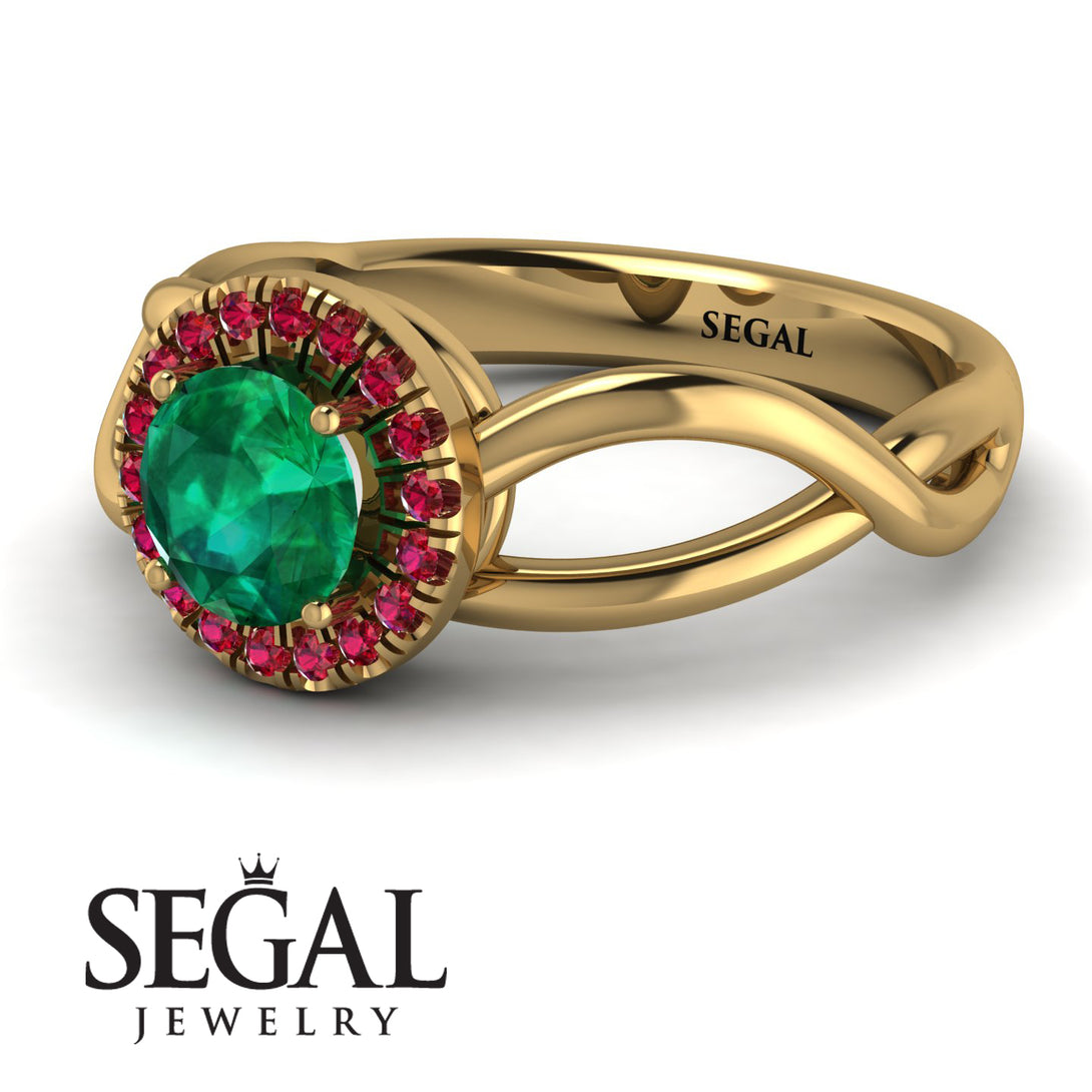 Split Shank Halo Emerald Engagement Ring - Adriana No. 49