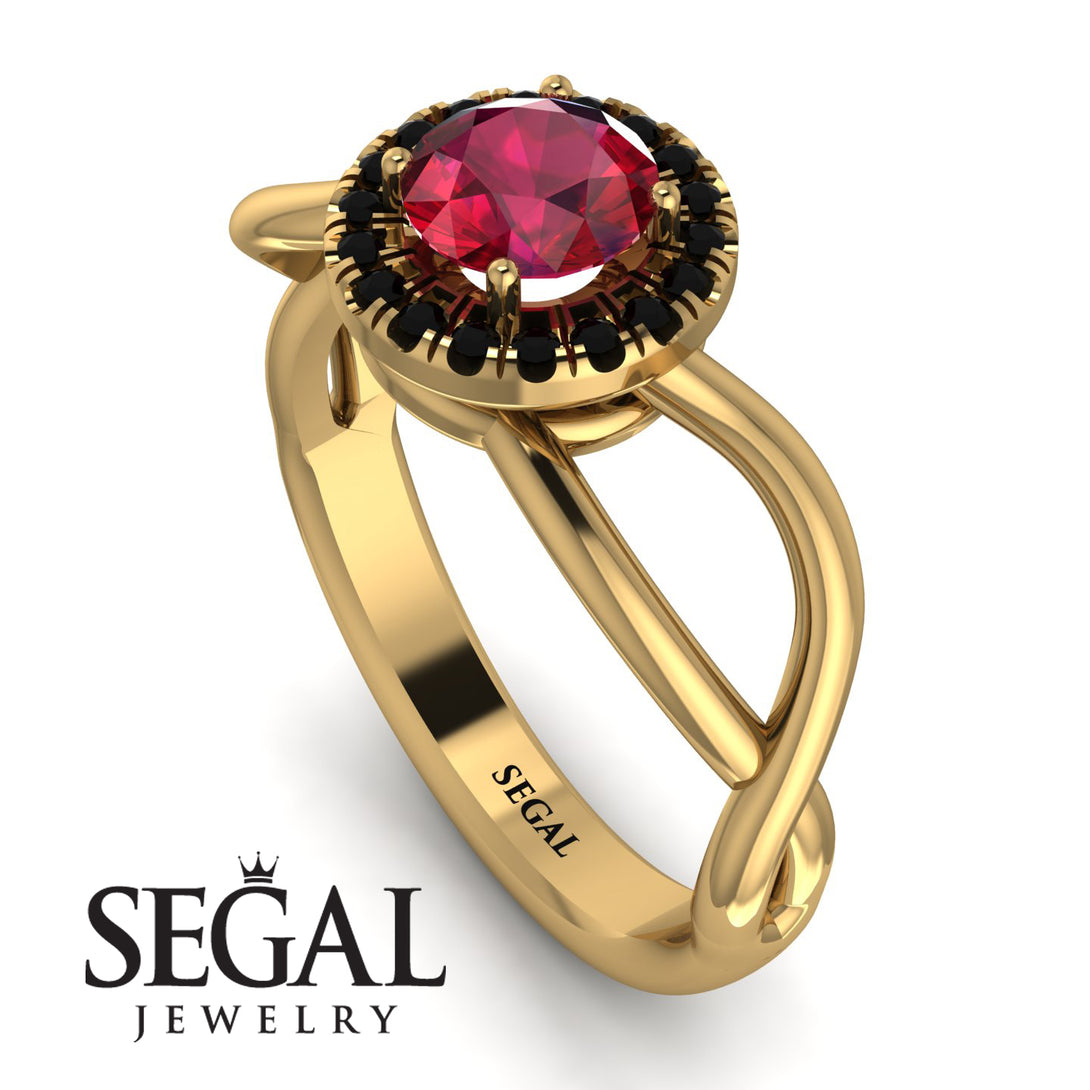 Split Shank Halo Ruby Engagement Ring - Adriana No. 40