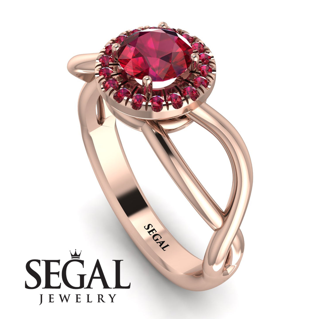Split Shank Halo Ruby Engagement Ring - Adriana No. 56