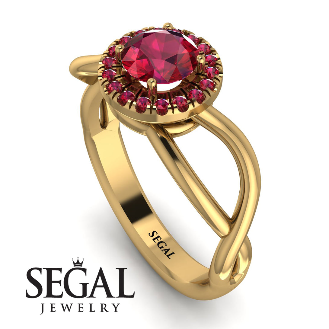 Split Shank Halo Ruby Engagement Ring - Adriana No. 55