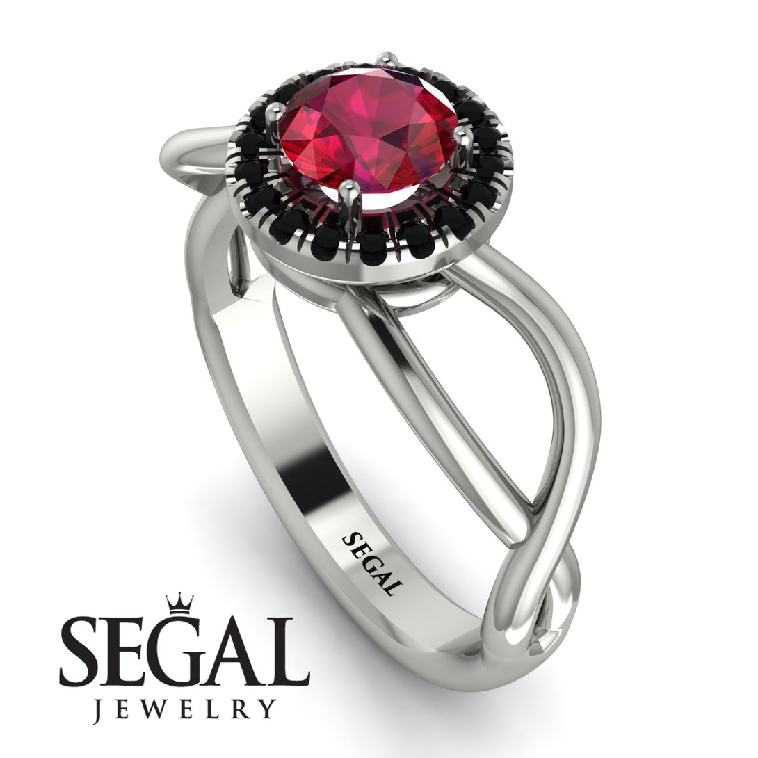 Split Shank Halo Ruby Engagement Ring - Adriana No. 42