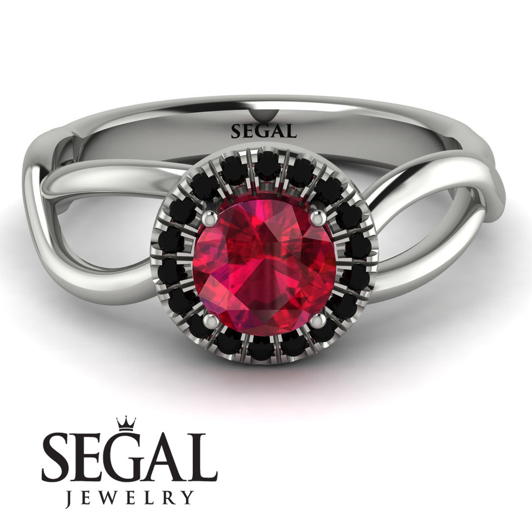 Split Shank Halo Ruby Engagement Ring - Adriana No. 42