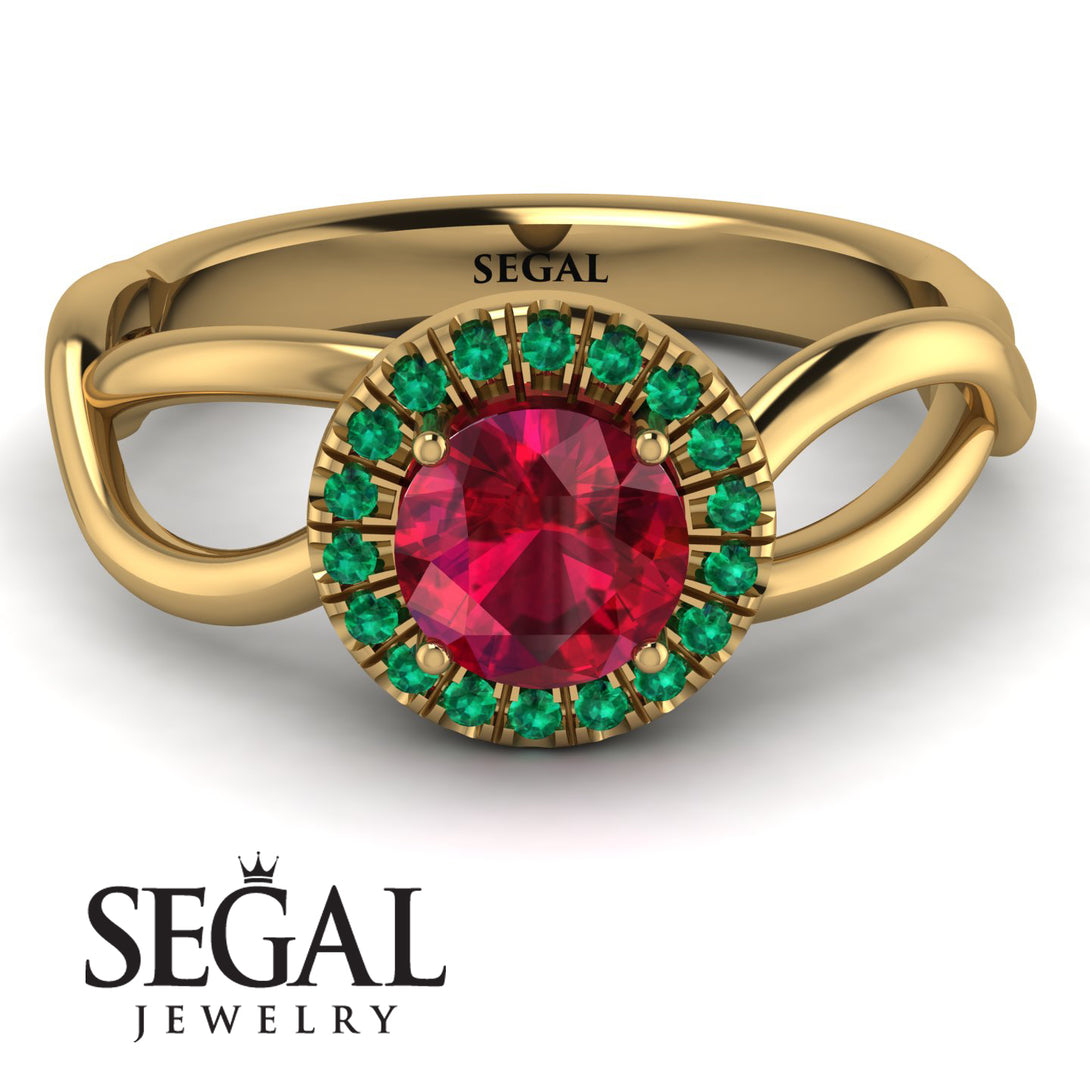 Split Shank Halo Ruby Engagement Ring - Adriana No. 25