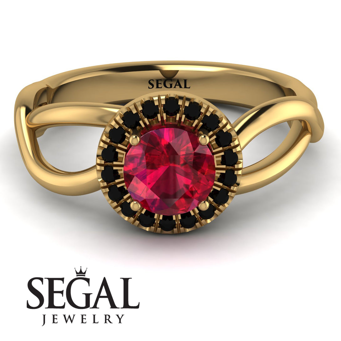 Split Shank Halo Ruby Engagement Ring - Adriana No. 40