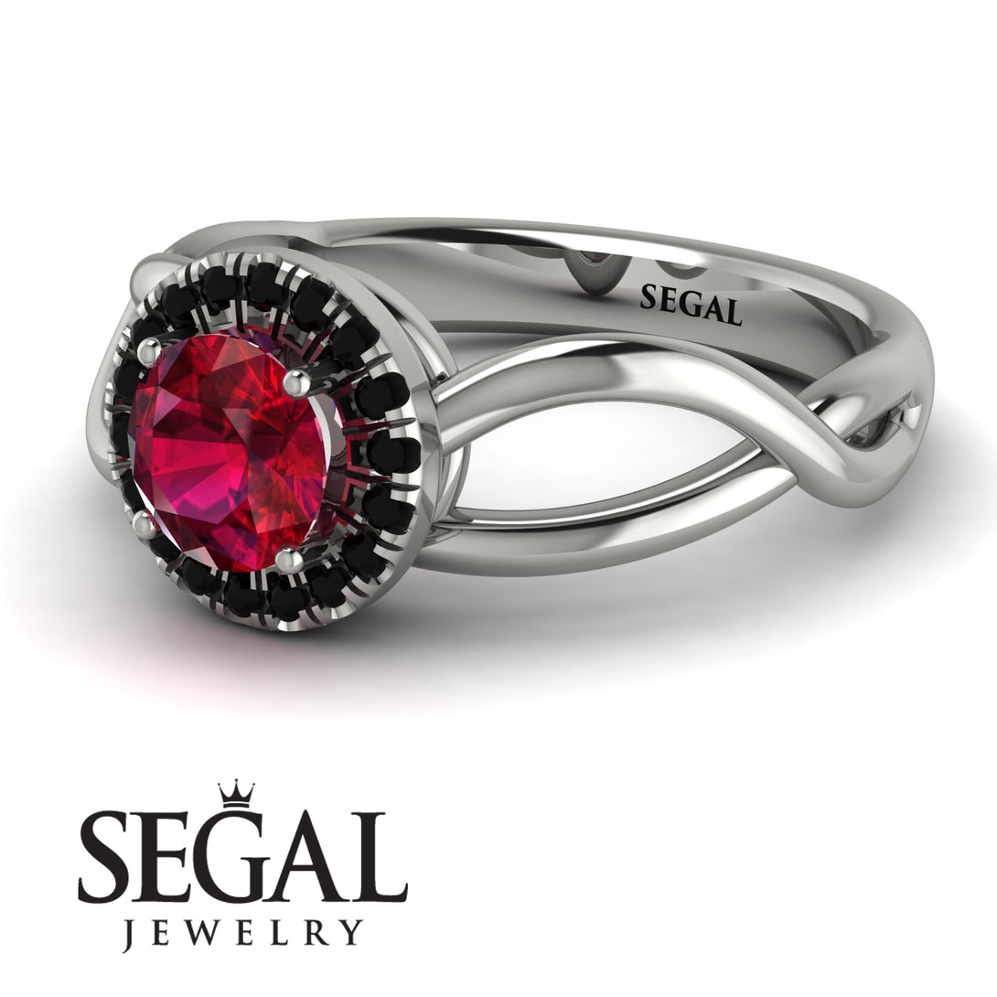 Split Shank Halo Ruby Engagement Ring - Adriana No. 42