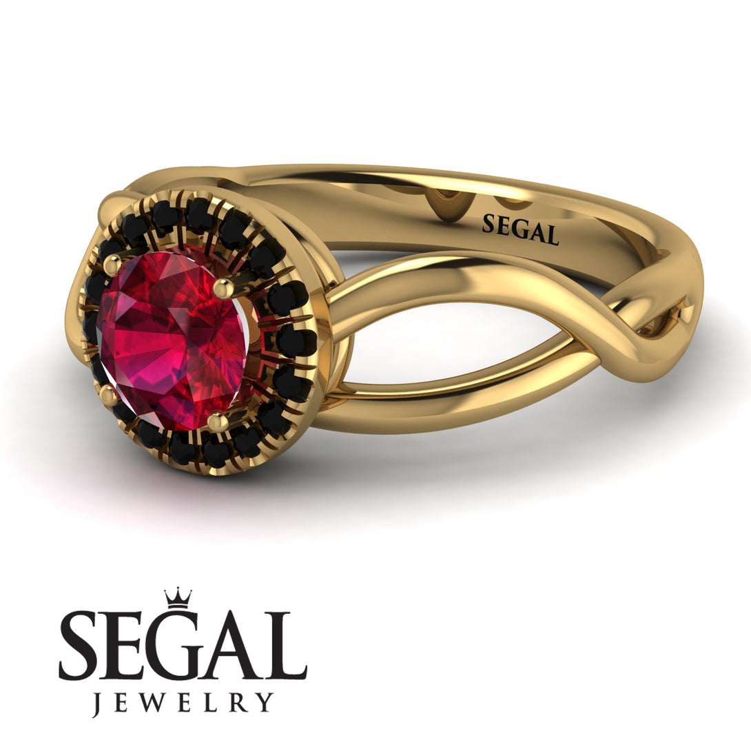 Split Shank Halo Ruby Engagement Ring - Adriana No. 40