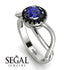 Split Shank Halo Sapphire Engagement Ring - Adriana No. 45