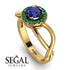 Split Shank Halo Sapphire Engagement Ring - Adriana No. 28
