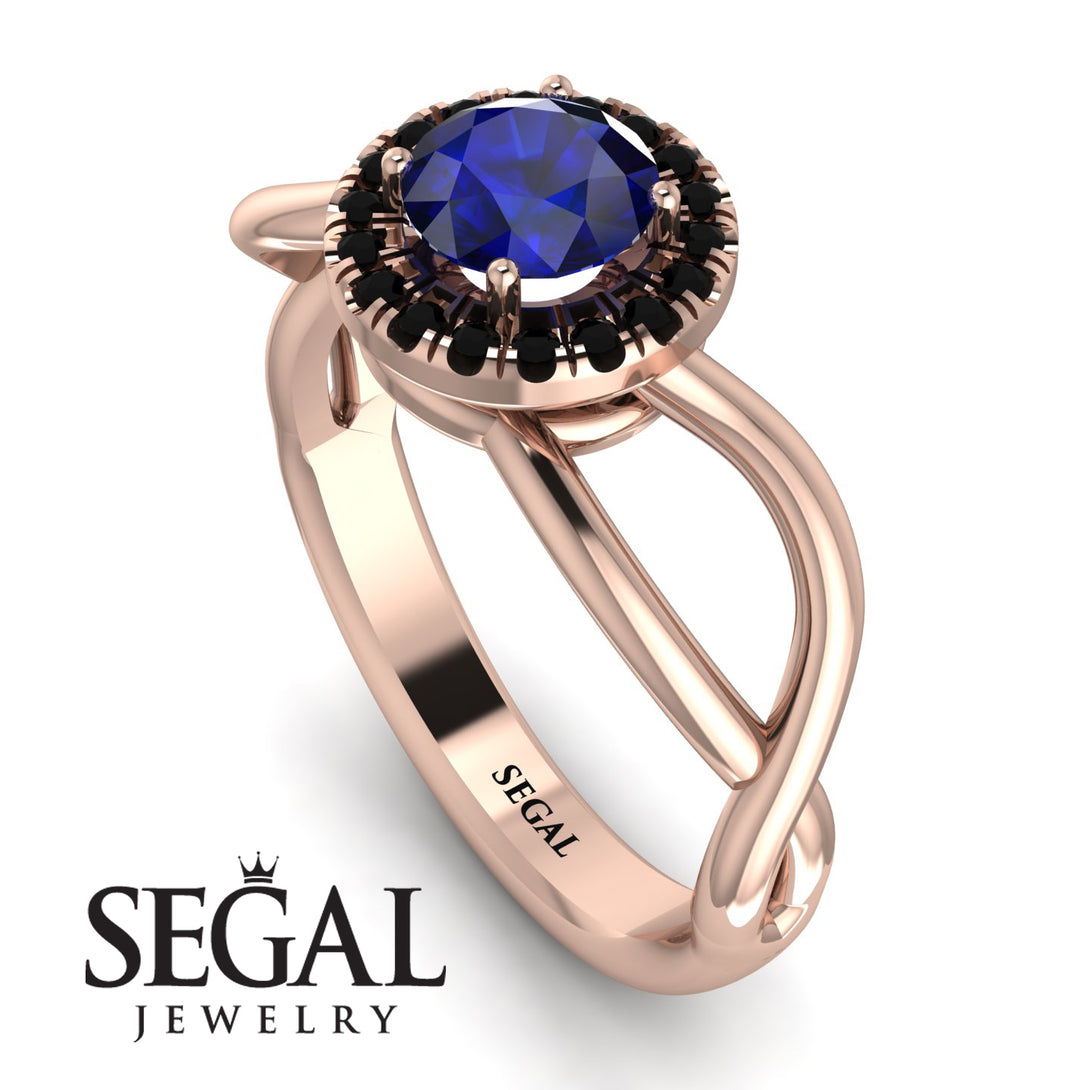 Split Shank Halo Sapphire Engagement Ring - Adriana No. 44
