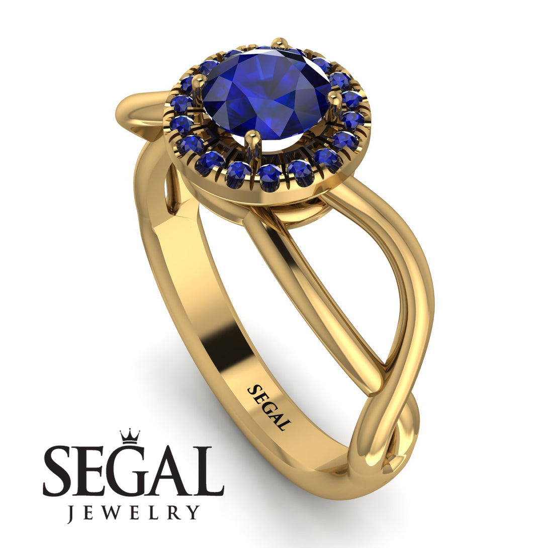 Split Shank Halo Sapphire Engagement Ring - Adriana No. 73