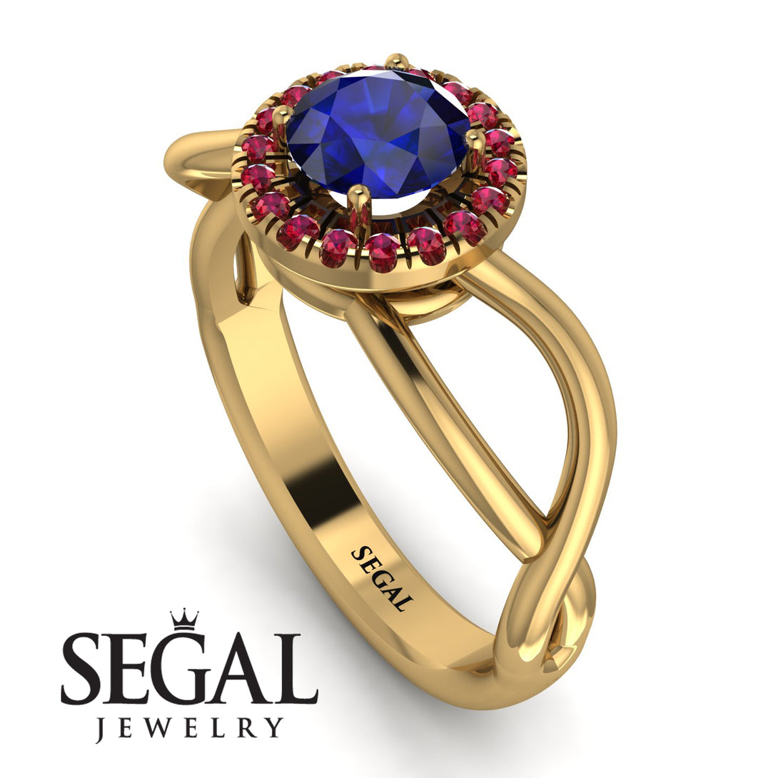 Split Shank Halo Sapphire Engagement Ring - Adriana No. 58