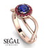 Split Shank Halo Sapphire Engagement Ring - Adriana No. 59