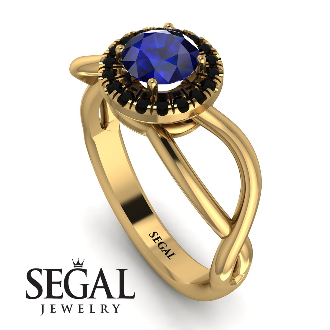 Split Shank Halo Sapphire Engagement Ring - Adriana No. 43