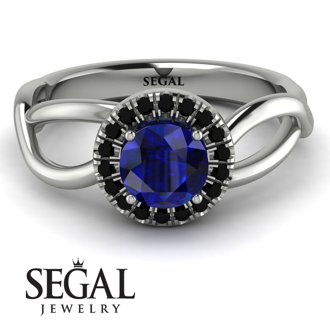 Split Shank Halo Sapphire Engagement Ring - Adriana No. 45