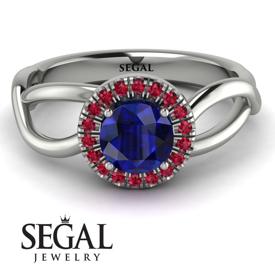 Split Shank Halo Sapphire Engagement Ring - Adriana No. 60