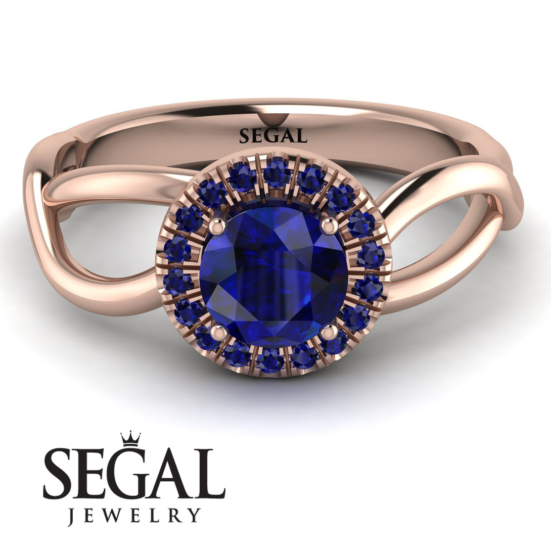 Split Shank Halo Sapphire Engagement Ring - Adriana No. 74