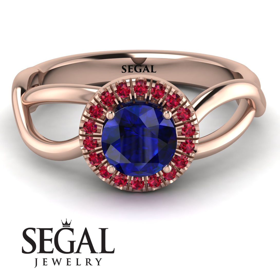 Split Shank Halo Sapphire Engagement Ring - Adriana No. 59