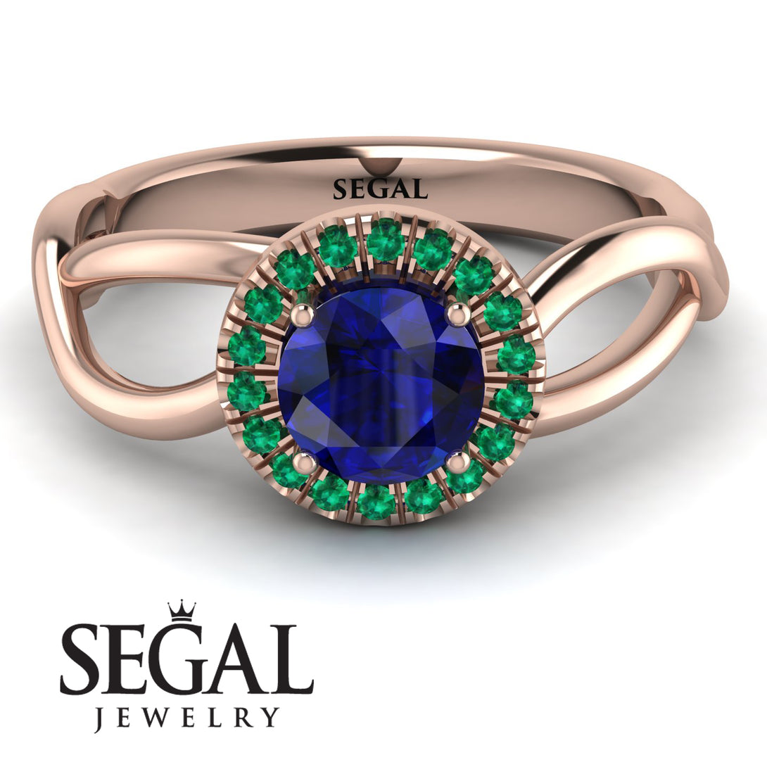 Split Shank Halo Sapphire Engagement Ring - Adriana No. 29