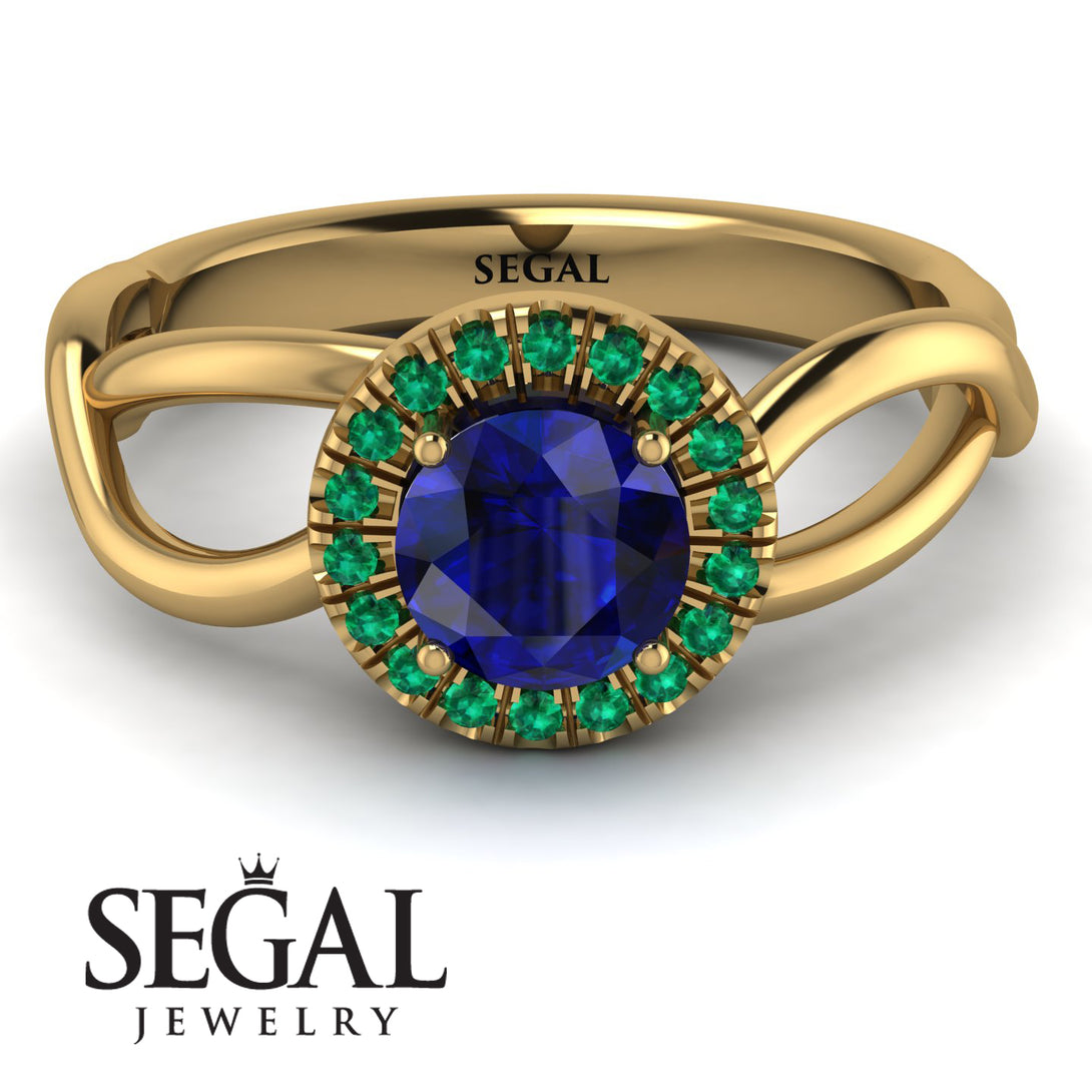 Split Shank Halo Sapphire Engagement Ring - Adriana No. 28