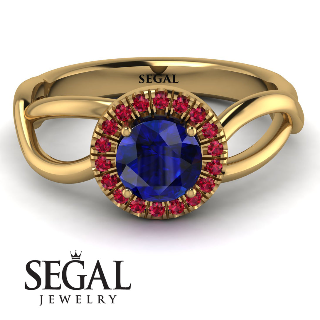 Split Shank Halo Sapphire Engagement Ring - Adriana No. 58