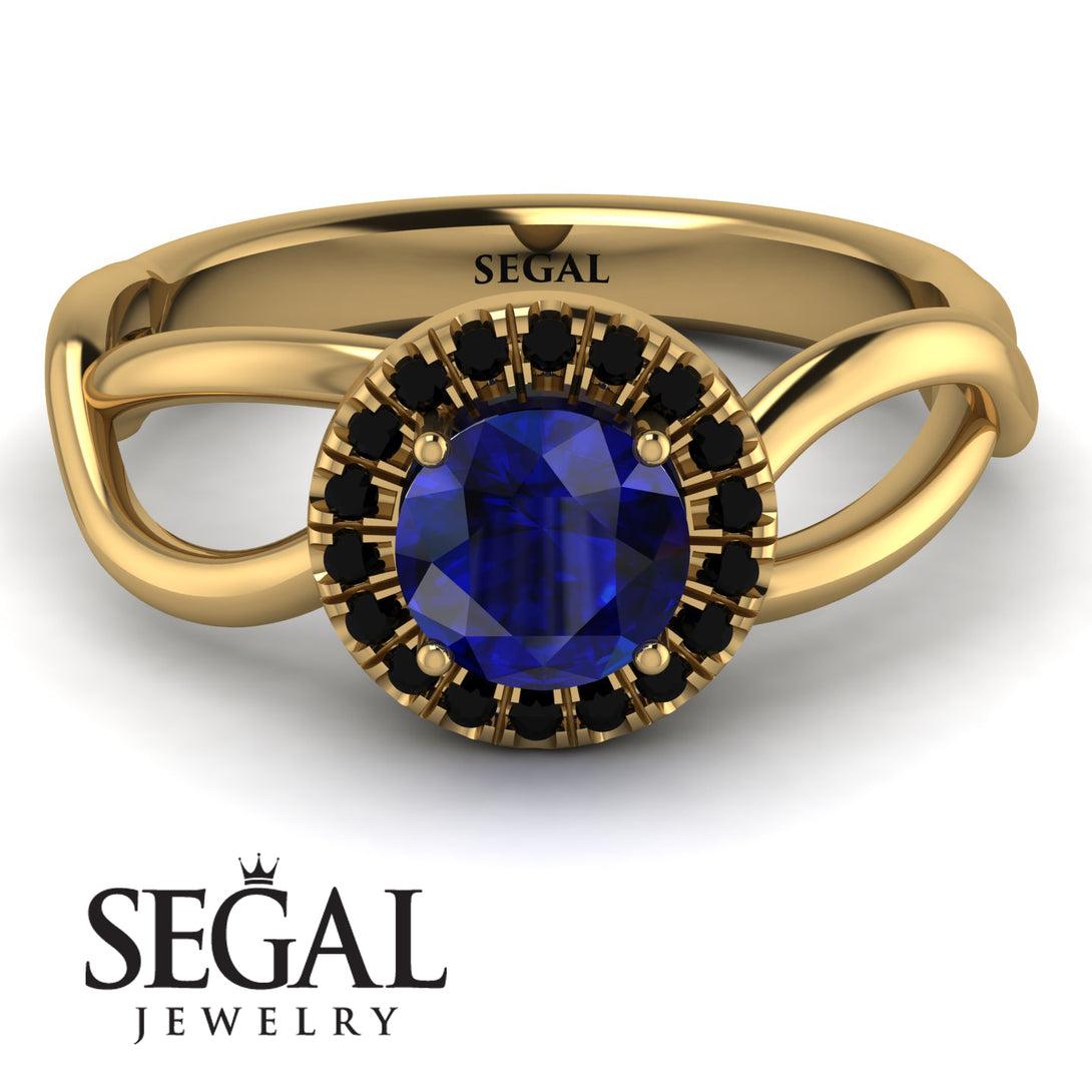 Split Shank Halo Sapphire Engagement Ring - Adriana No. 43
