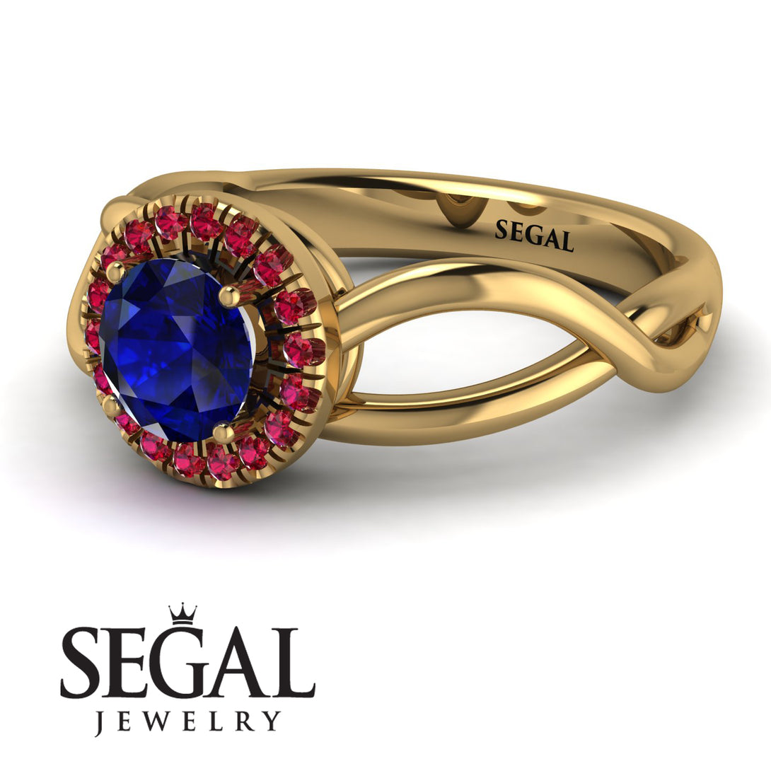 Split Shank Halo Sapphire Engagement Ring - Adriana No. 58