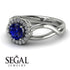 Split Shank Halo Sapphire Engagement Ring - Adriana No. 15