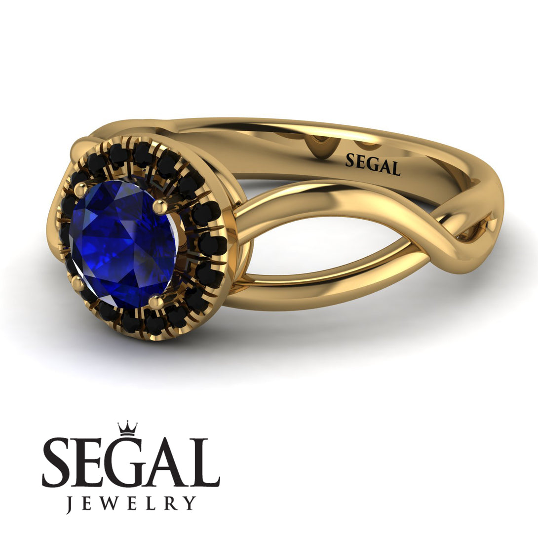 Split Shank Halo Sapphire Engagement Ring - Adriana No. 43