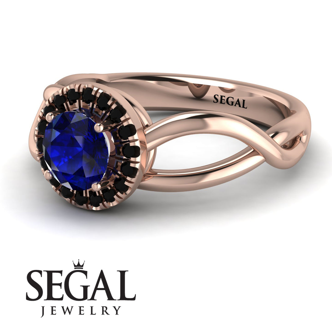 Split Shank Halo Sapphire Engagement Ring - Adriana No. 44