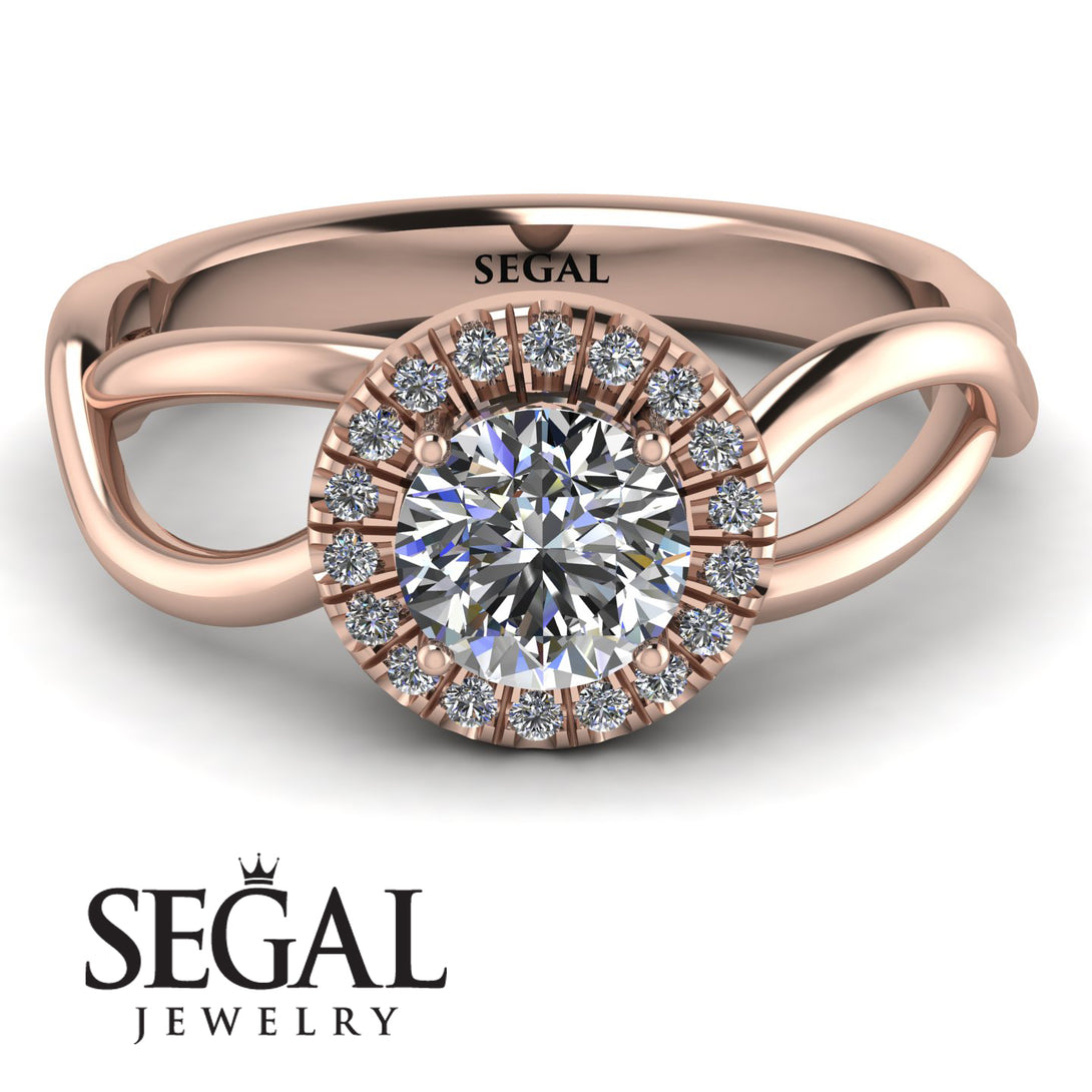 Split Shank Halo Diamond Engagement Ring - Adriana No. 2