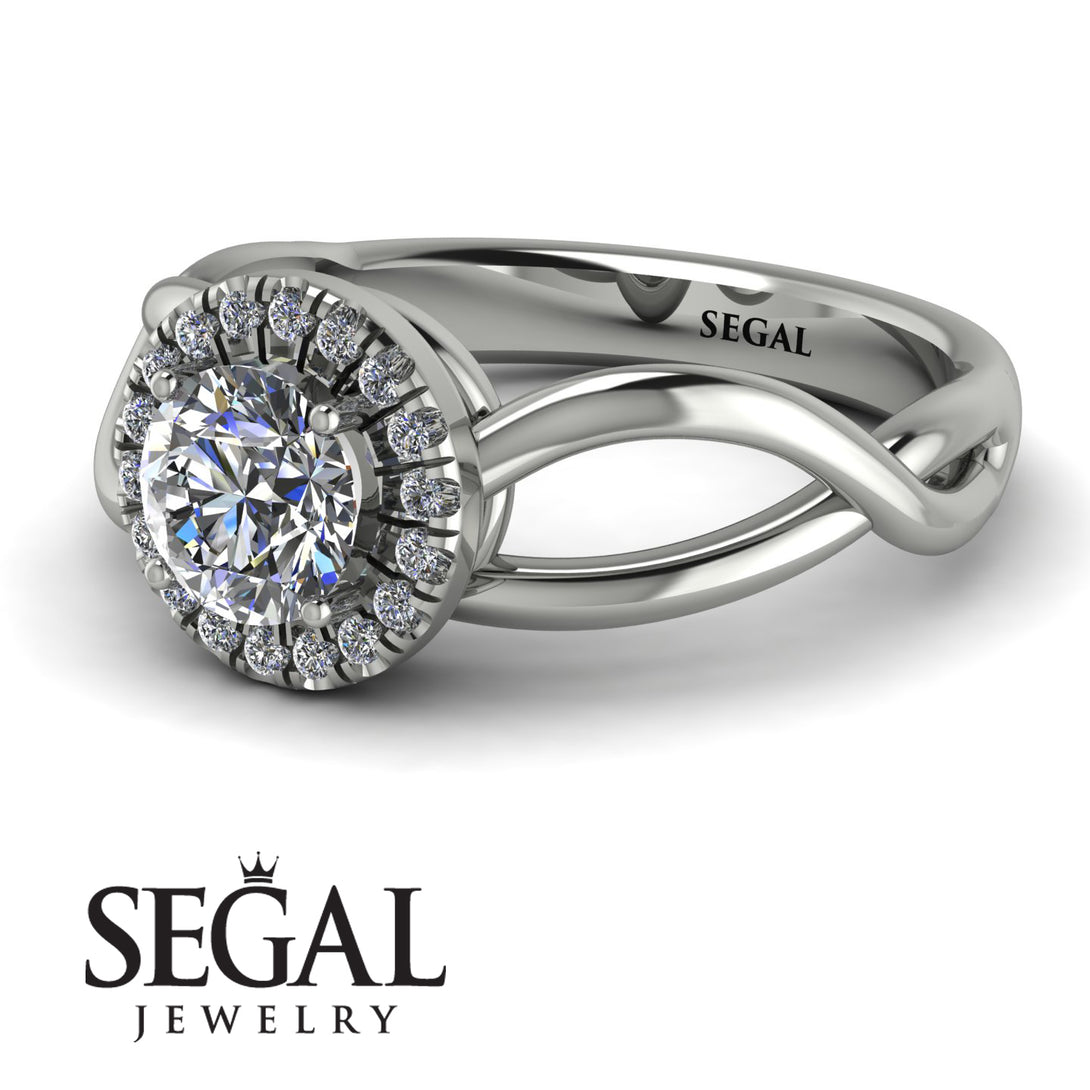 Split Shank Halo Diamond Engagement Ring - Adriana No. 3