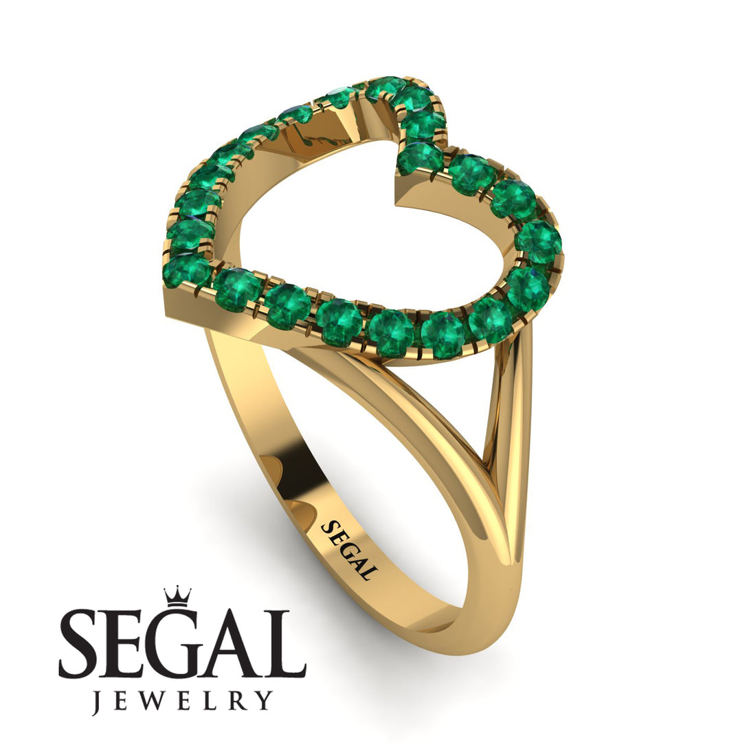Split Shank Heart Emerald Ring - Delaney No. 4
