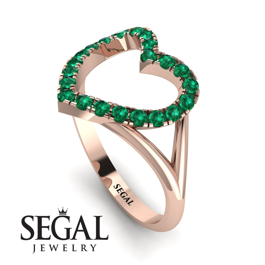 Split Shank Heart Emerald Ring - Delaney No. 5