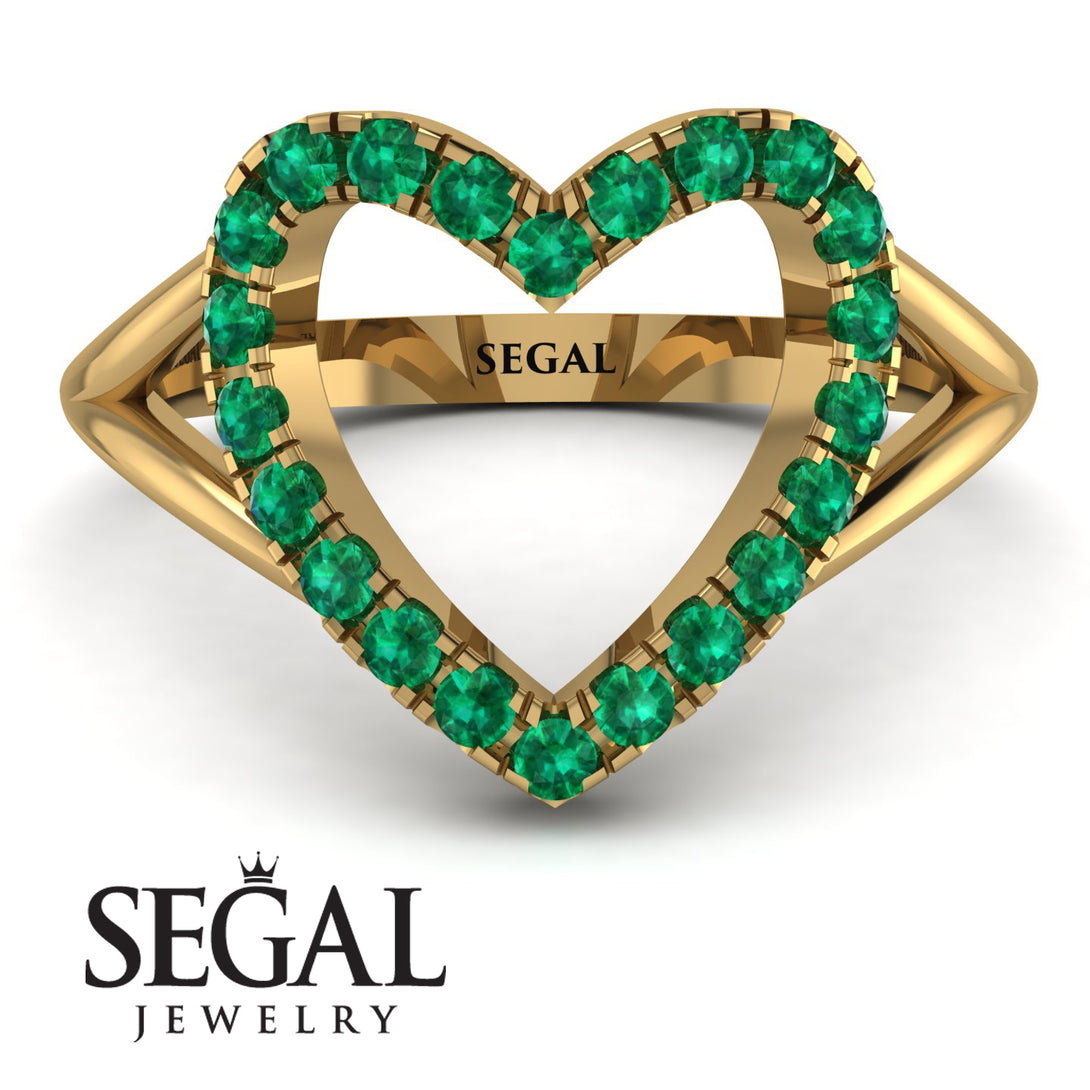 Split Shank Heart Emerald Ring - Delaney No. 4