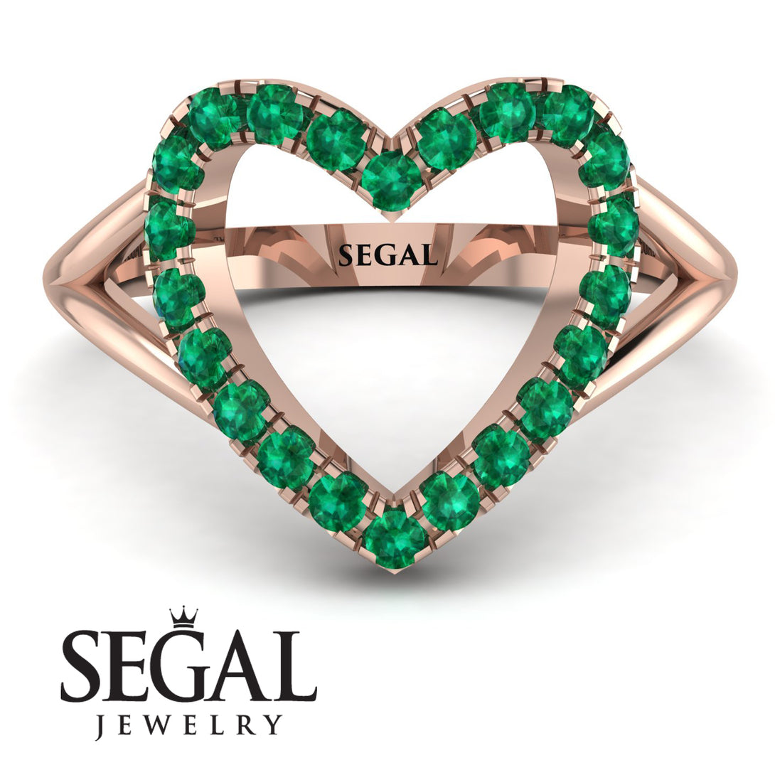 Split Shank Heart Emerald Ring - Delaney No. 5