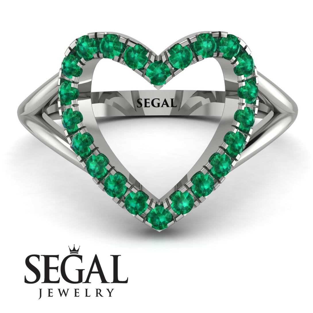 Split Shank Heart Emerald Ring - Delaney No. 6