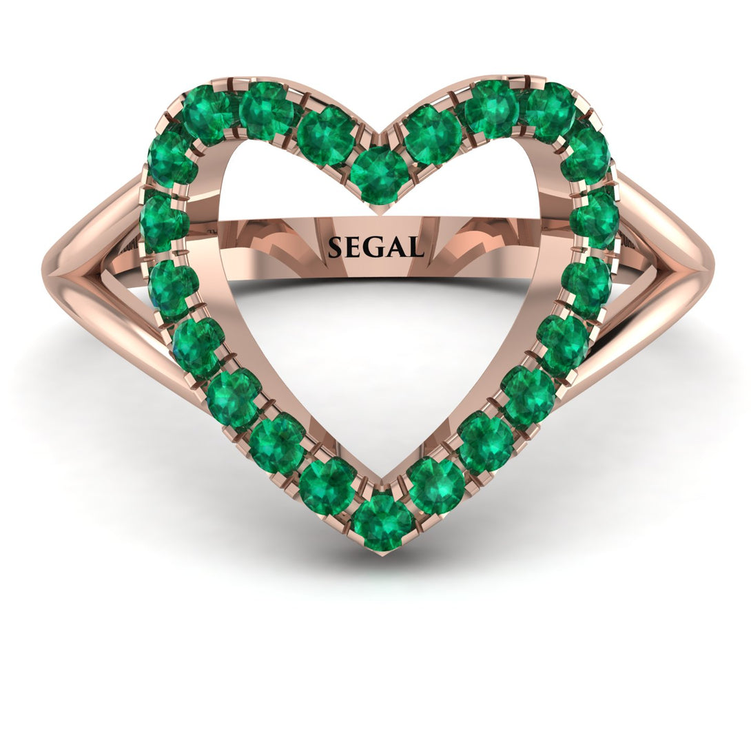 Split Shank Heart Emerald Ring - Delaney No. 5