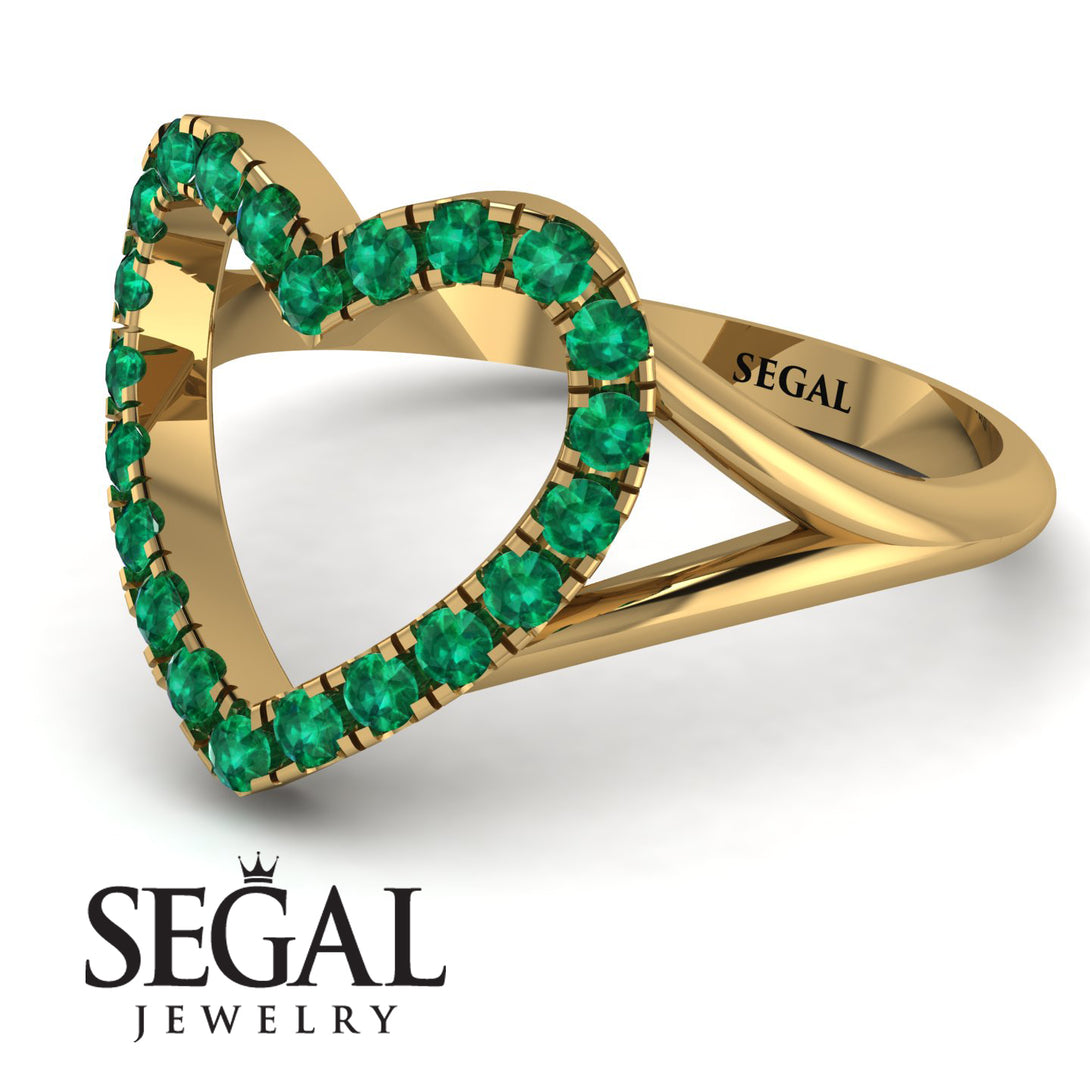 Split Shank Heart Emerald Ring - Delaney No. 4
