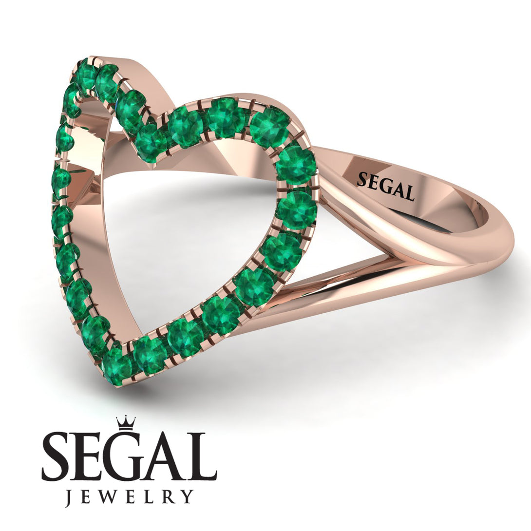 Split Shank Heart Emerald Ring - Delaney No. 5