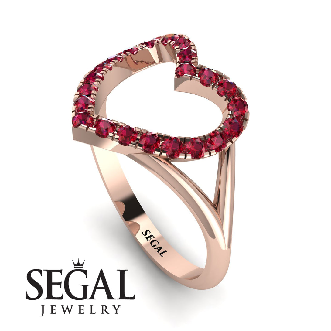 Split Shank Heart Ruby Ring - Delaney No. 11