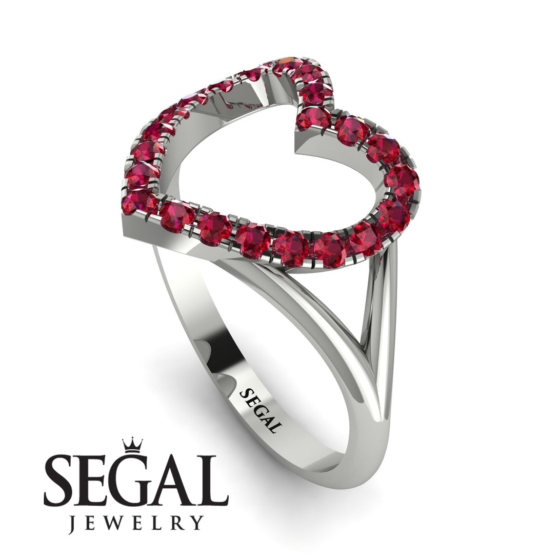 Split Shank Heart Ruby Ring - Delaney No. 12