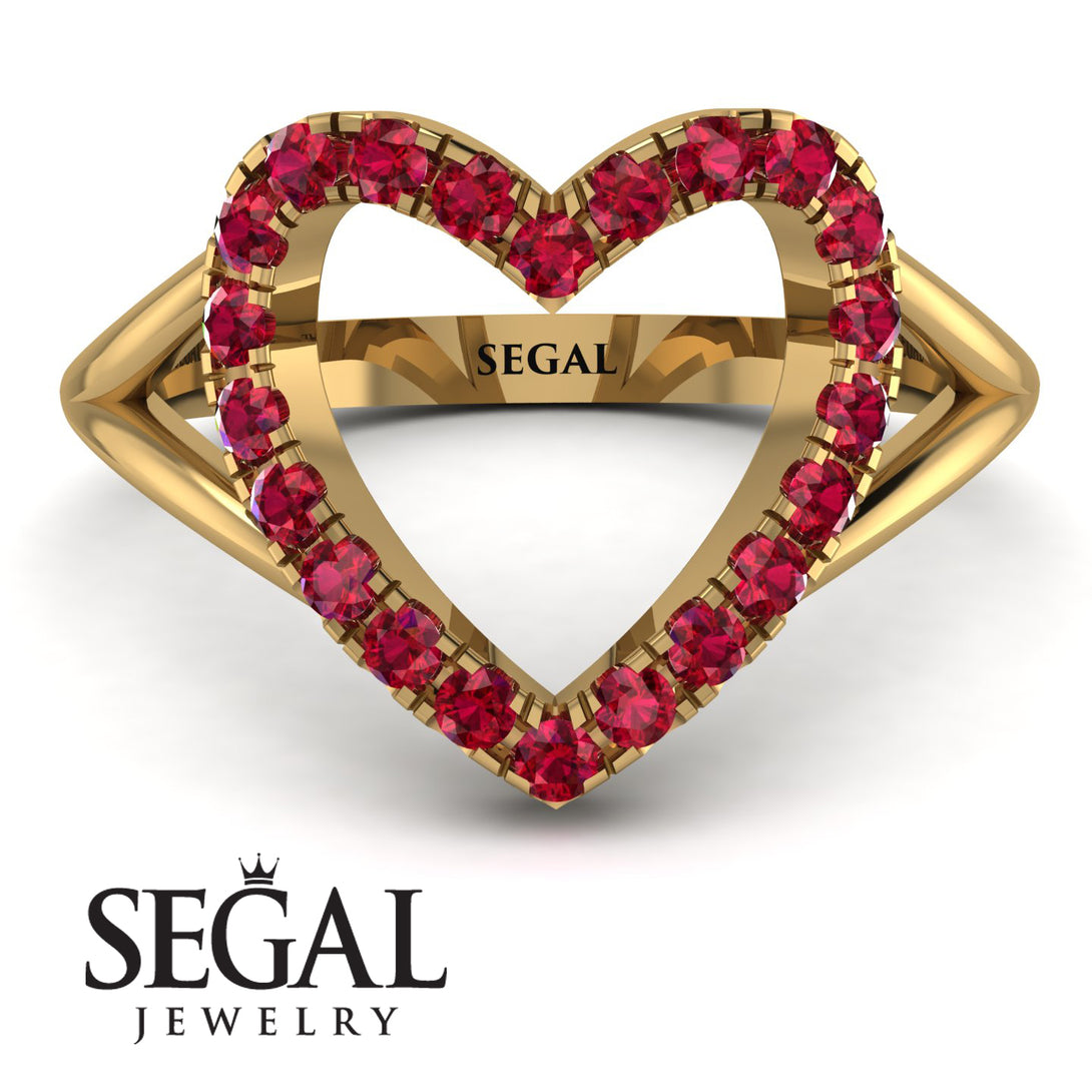 Split Shank Heart Ruby Ring - Delaney No. 10