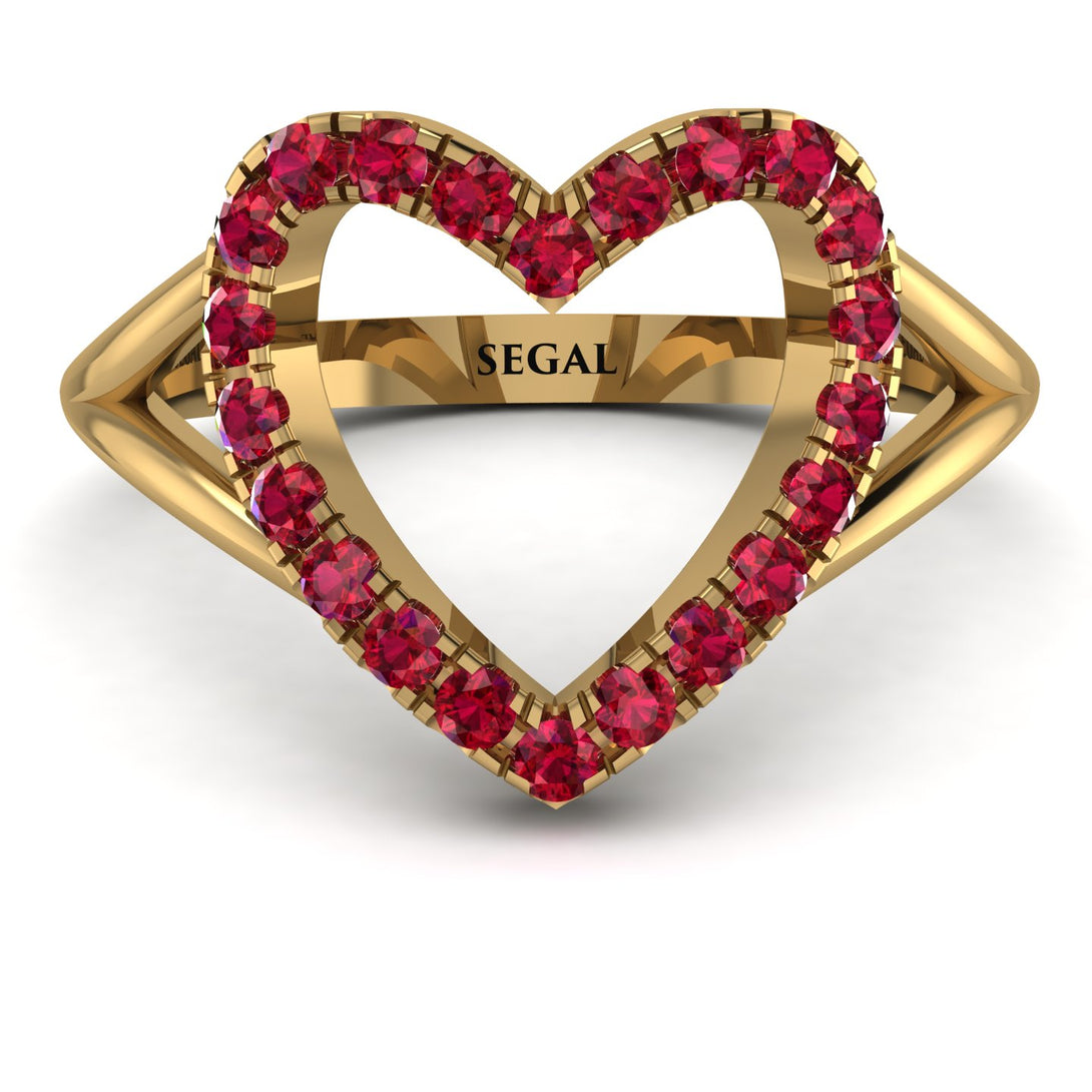 Split Shank Heart Ruby Ring - Delaney No. 10