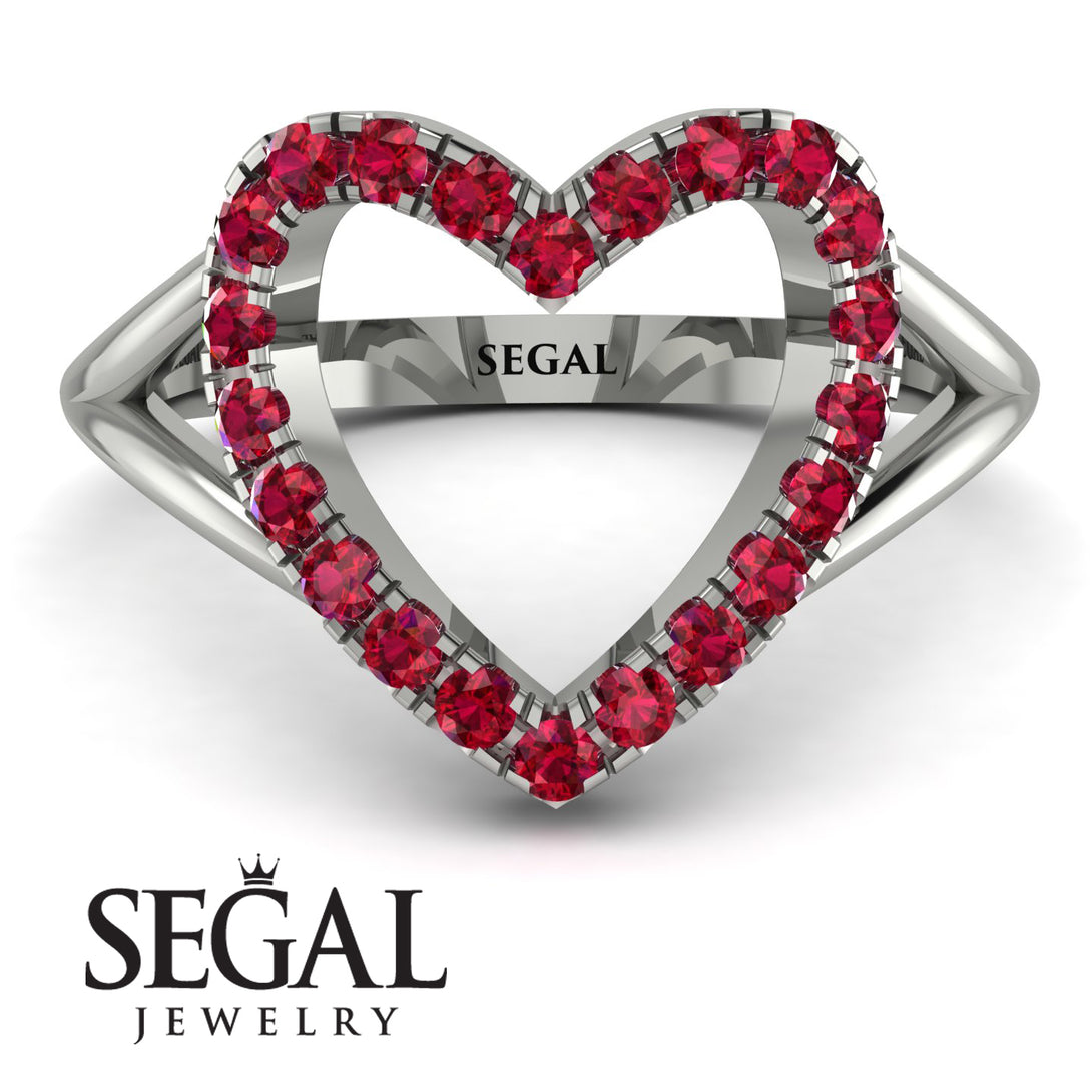 Split Shank Heart Ruby Ring - Delaney No. 12